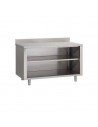 Meuble inox bas adossée avec une étagère réglable