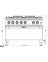 Dimensions-fourneaux-gaz-6-feux-MBM-sur-grand-four-gaz-GN2/1