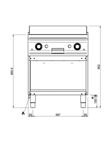 Dimensions plancha gaz 1/2 lisse et 1/2 rainurée sur placard
