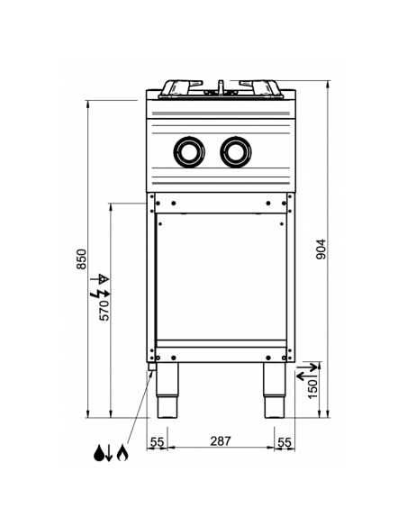 Dimensions-fourneau-gaz-MBM-2-feux-sur-placard-ouvert