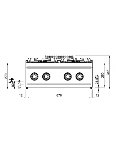 Dimensions fourneau 4 feux gaz dessus seul MBM