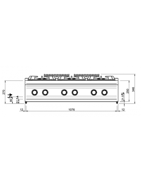 Dimensions fourneaux 6 feux gaz dessus seul MBM