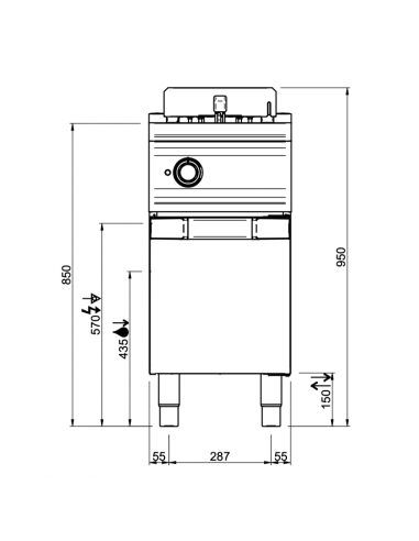 Dimension friteuse électrique 12 Litres sur placard MBM