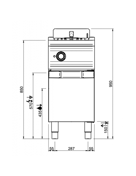 Dimension friteuse électrique 12 Litres sur placard MBM