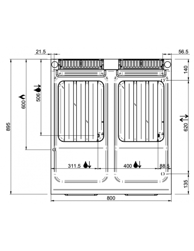 Dimensions-friteuse-gaz-2x18-Litres-sur-placard-MBM