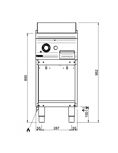 Dimensions-plancha-gaz-lisse-acier-Martin-MBM-gamme-900