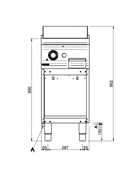 Dimensions-plancha-gaz-lisse-chrome-MBM-gamme-900