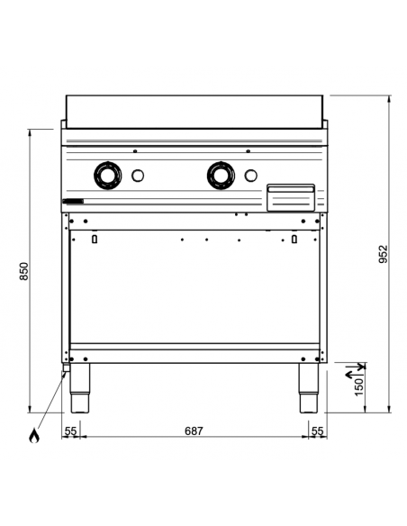 Dimensions-plancha-gaz-lisse-acier-Martin-MBM-gamme-900