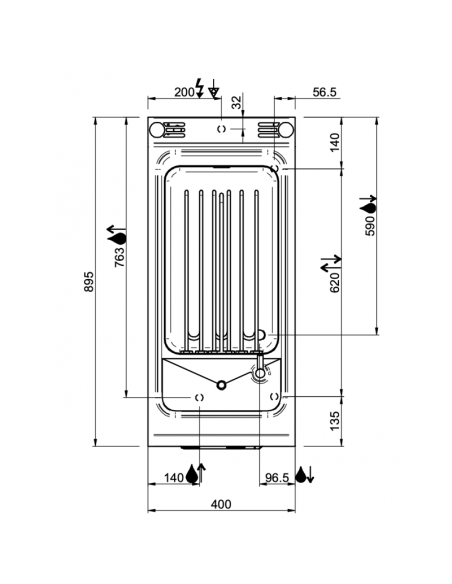 Dimensions-dessus-cuiseur-à-pâtes-électrique-sur-coffre-MBM