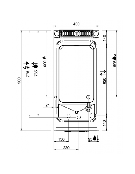 Dimensions-dessus-cuiseur-à-pâtes-gaz-sur-coffre-MBM