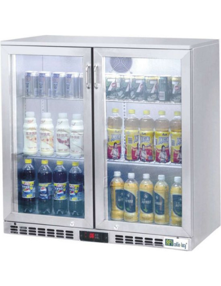 Arrière bar 2 portes vitrées inox