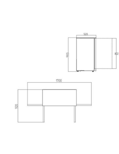Dimensions-arrière-bar-2-portes-vitrées-inox