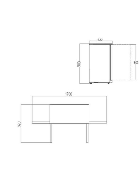 Dimensions-arrière-bar-2-portes-vitrées-inox