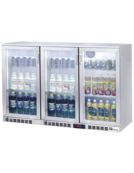 Arrière bar 3 portes vitrées inox