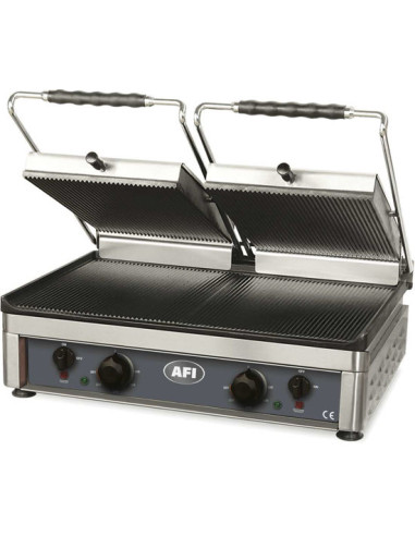 Grill panini double plaque rainurée
