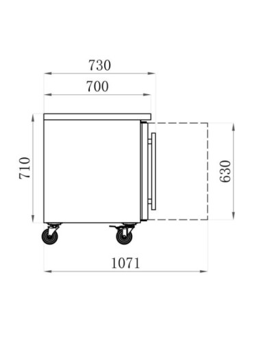 Dimensions desserte réfrigérée 4 portes vitrée positive