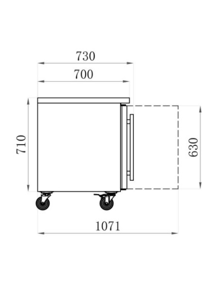 Dimensions desserte réfrigérée 4 portes vitrée positive