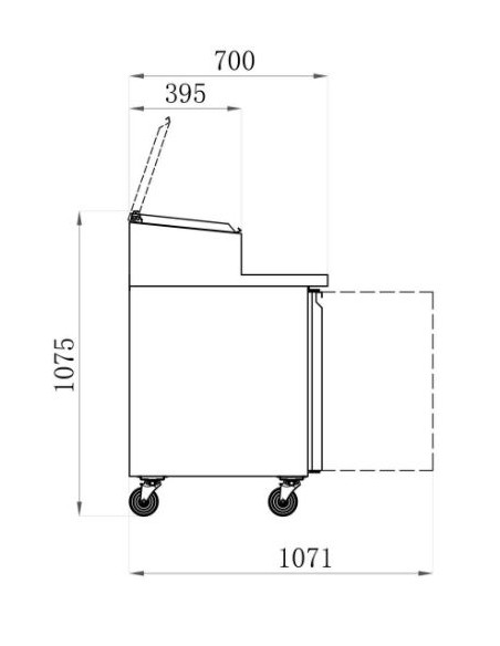 Dimensions saladette réfrigérée 3 portes positive avec bacs GN