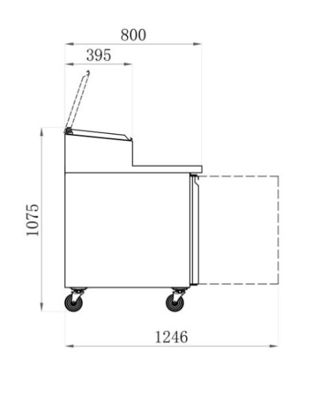 Dimensions saladette réfrigérée 2 portes positive avec bacs GN