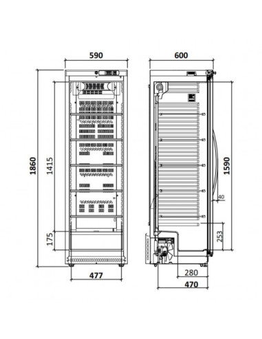 Cave à vin 1 porte vitrée dimensions