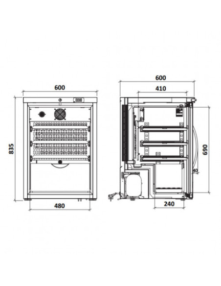 Cave à vin 1 porte vitrée dimensions