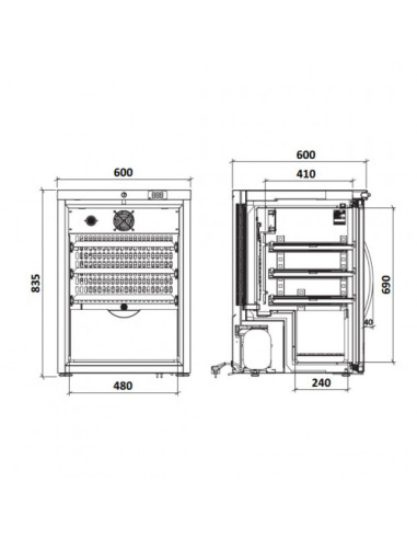 Cave à vin 1 porte vitrée dimensions