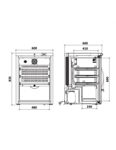 Cave à vin 1 porte vitrée dimensions