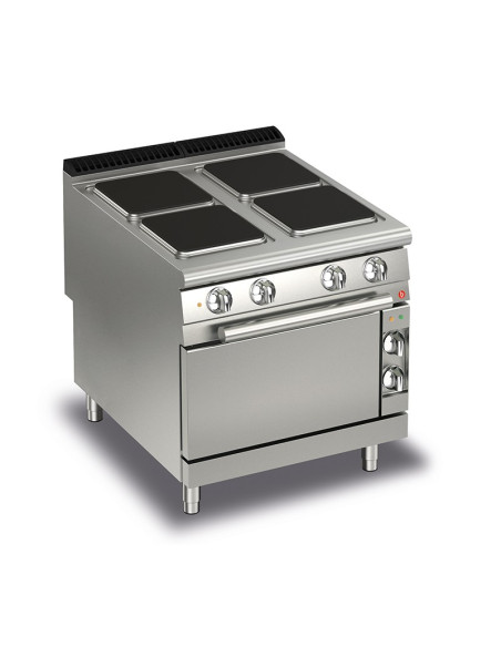 4 feux plaques carrées sur four électrique