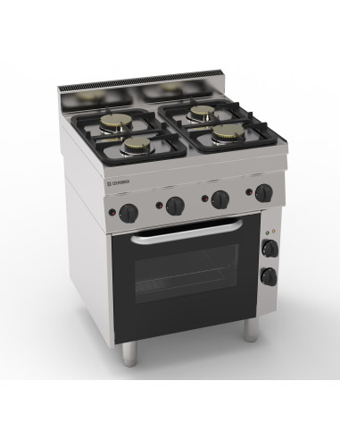 Fourneau gaz 4 feux sur four électrique