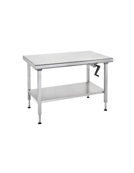 Table inox central Ergonomix Tournus Equipement avec étagère basse