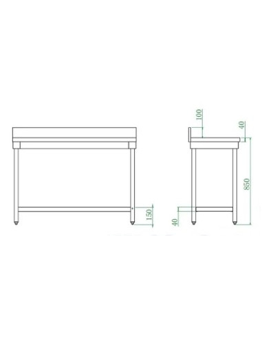 Dimensions table inox