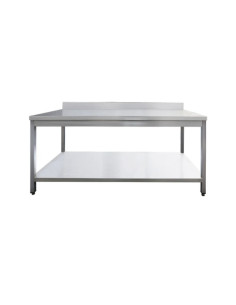 Table inox adossée avec étagère basse
