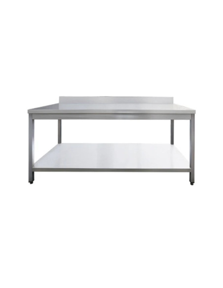 Table inox adossée avec étagère basse