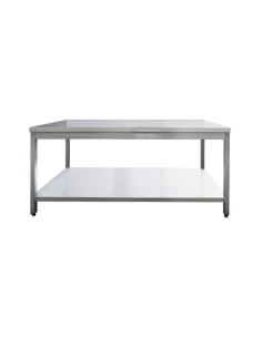 Table inox centrale avec étagère basse