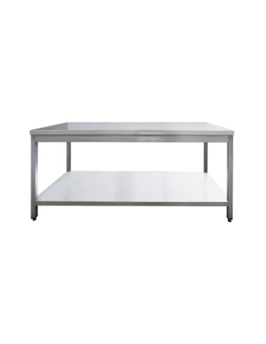 Table inox centrale avec étagère basse
