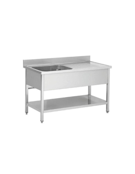 Plonge inox 1 bac égouttoir droit et étagère basse