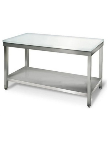 Table inox de découpe avec étagère basse