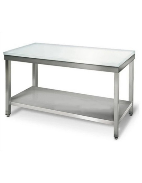 Table inox de découpe avec étagère basse