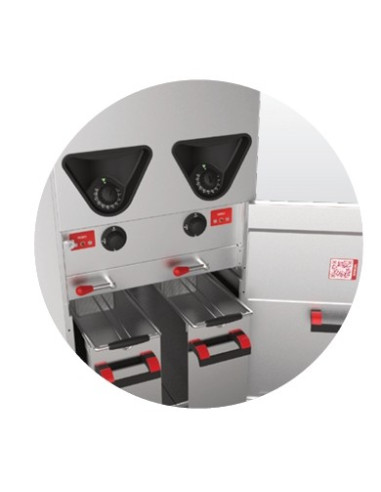 Friteuse Valentine 2x7-8 litres sur coffre bacs de filtration