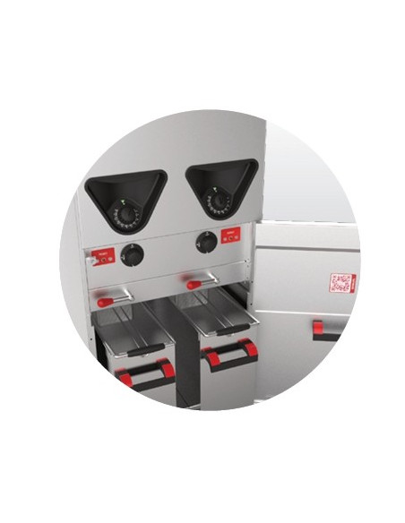 Friteuse Valentine 2x7-8 litres sur coffre bacs de filtration