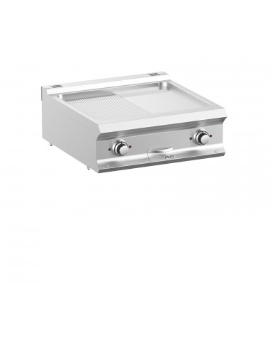 Plancha chrome électrique 1/2 lisse et 1/2 rainurée chrome