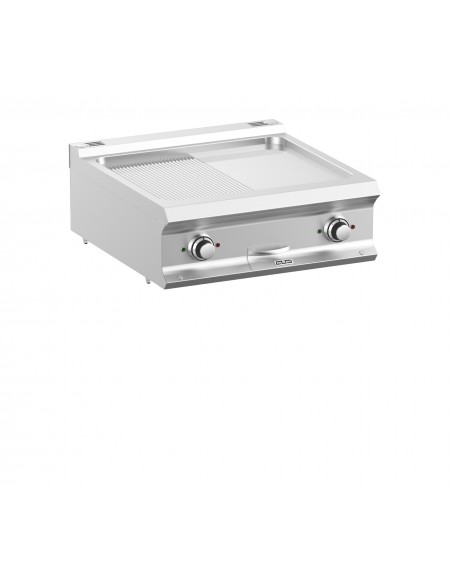 Plancha chrome électrique 1/2 lisse et 1/2 rainurée chrome