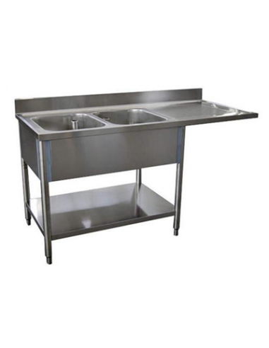 Plonge inox deux bacs avec égouttoir...