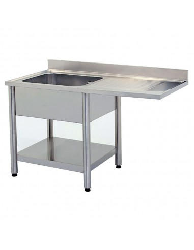 Plonge inox 1 bac avec passage lave-vaisselle et étagère basse