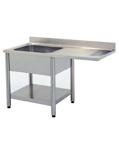 Plonge inox 1 bac avec passage lave-vaisselle et étagère basse