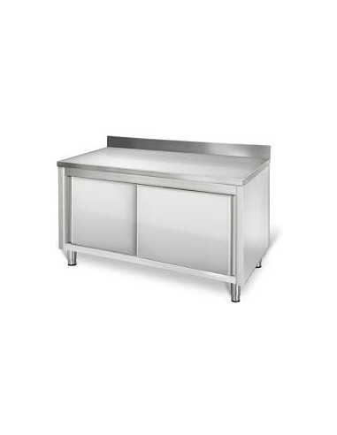 Meuble inox bas adossée avec une étagère réglable