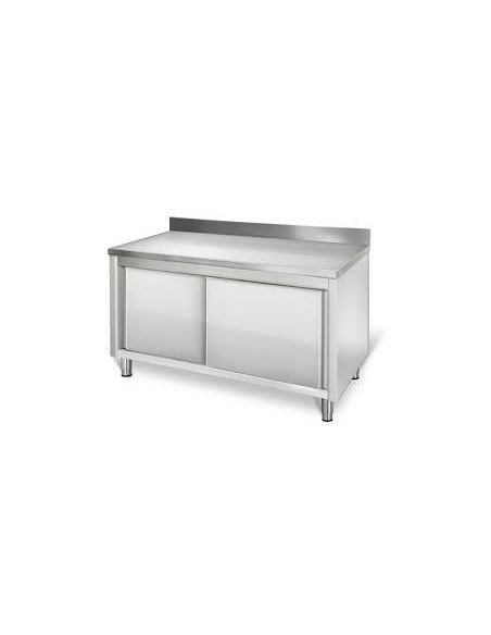 Meuble inox bas adossée avec une étagère réglable