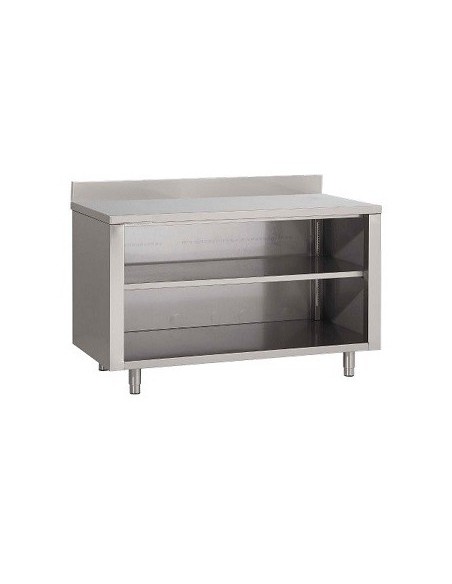 Meuble inox bas adossée avec une étagère réglable
