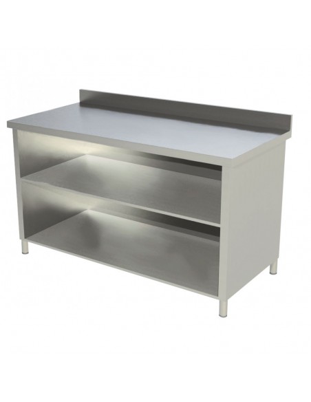 Meuble inox bas adossée avec une étagère réglable