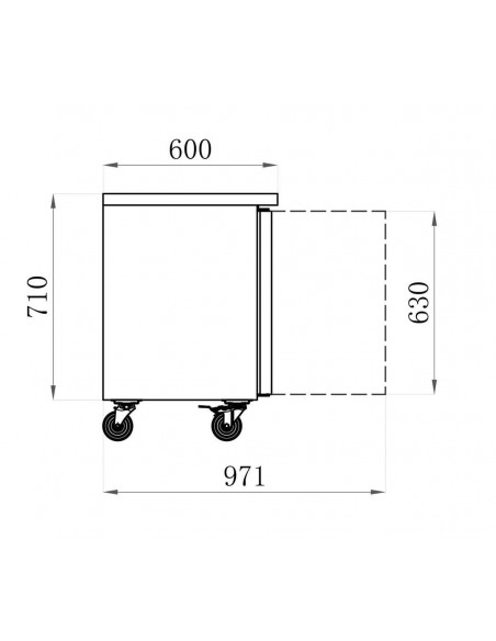 Dimensions desserte réfrigérée 3 portes central